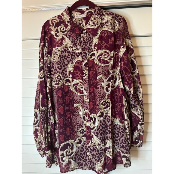 Button-Up Shirt With Baroque & Animal Print - Picture 1 of 3